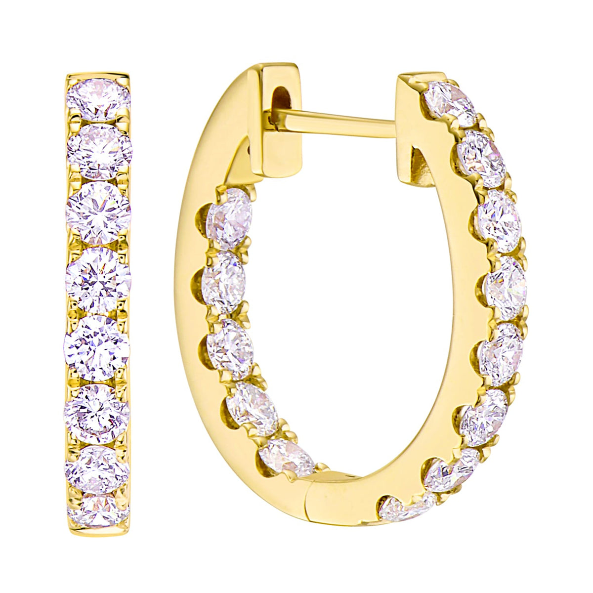 14K Yellow Gold Inside Outiside Huggie Earring - Extra Large, 1.45ct
