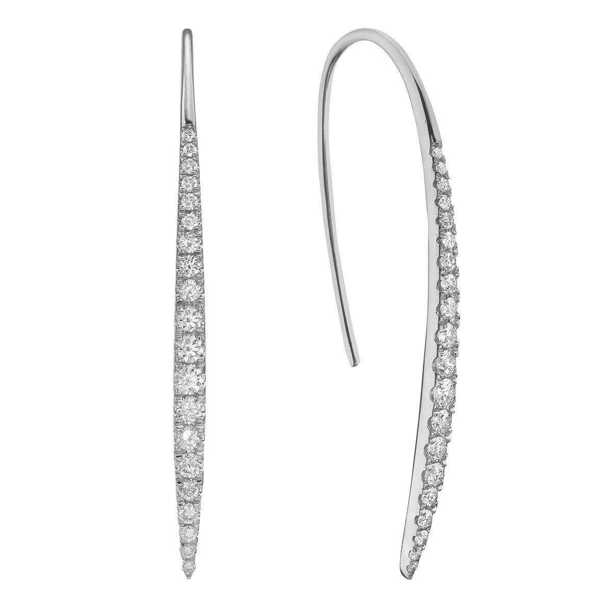 18K White Gold Diamond Hanging Earrings, 0.58ct