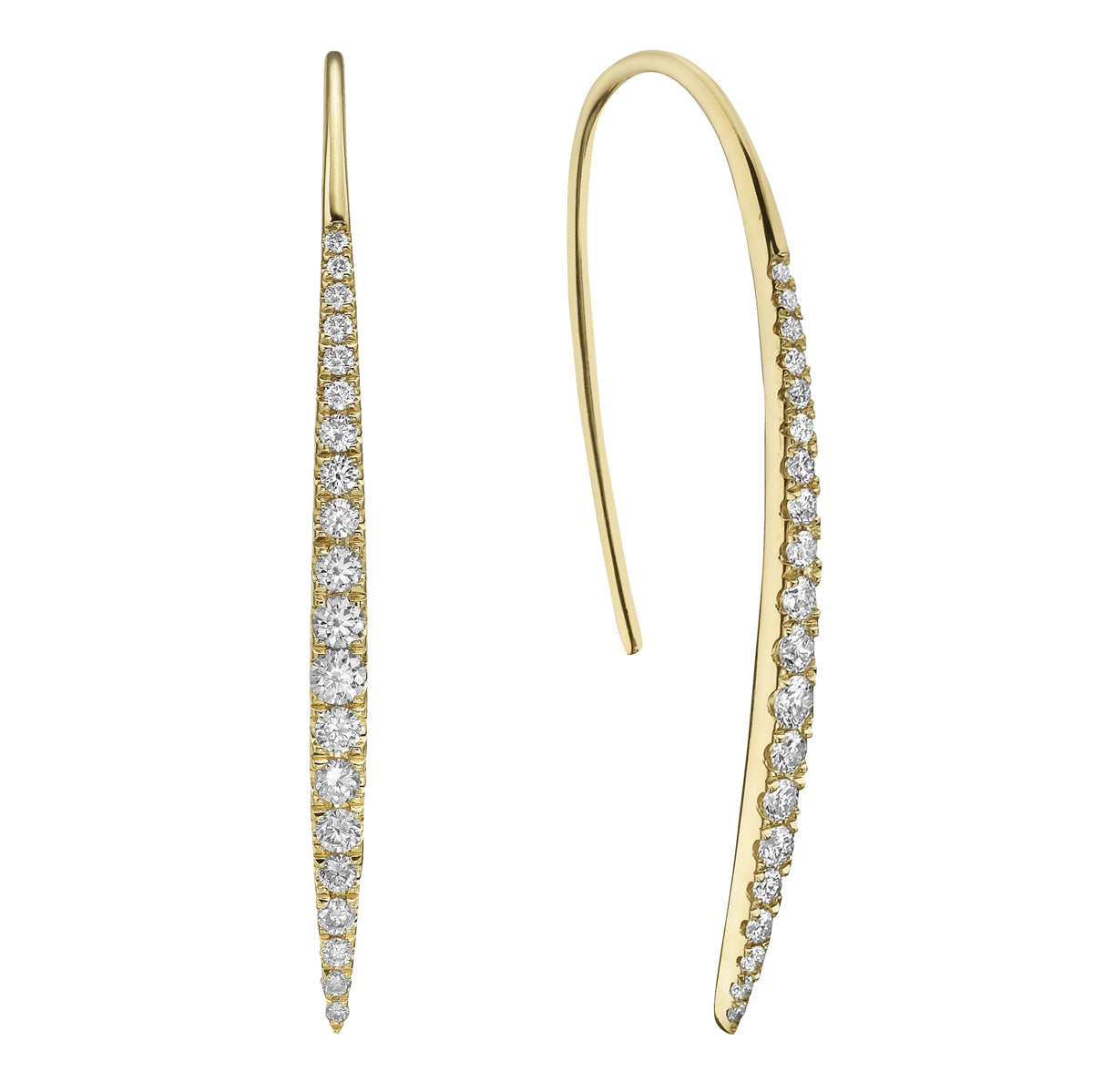 14K Yellow Gold Diamond Hook Earrings, 0.58ct