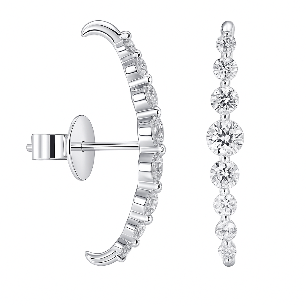 18K White Gold Diamond Stud Earrings, 0.6ct