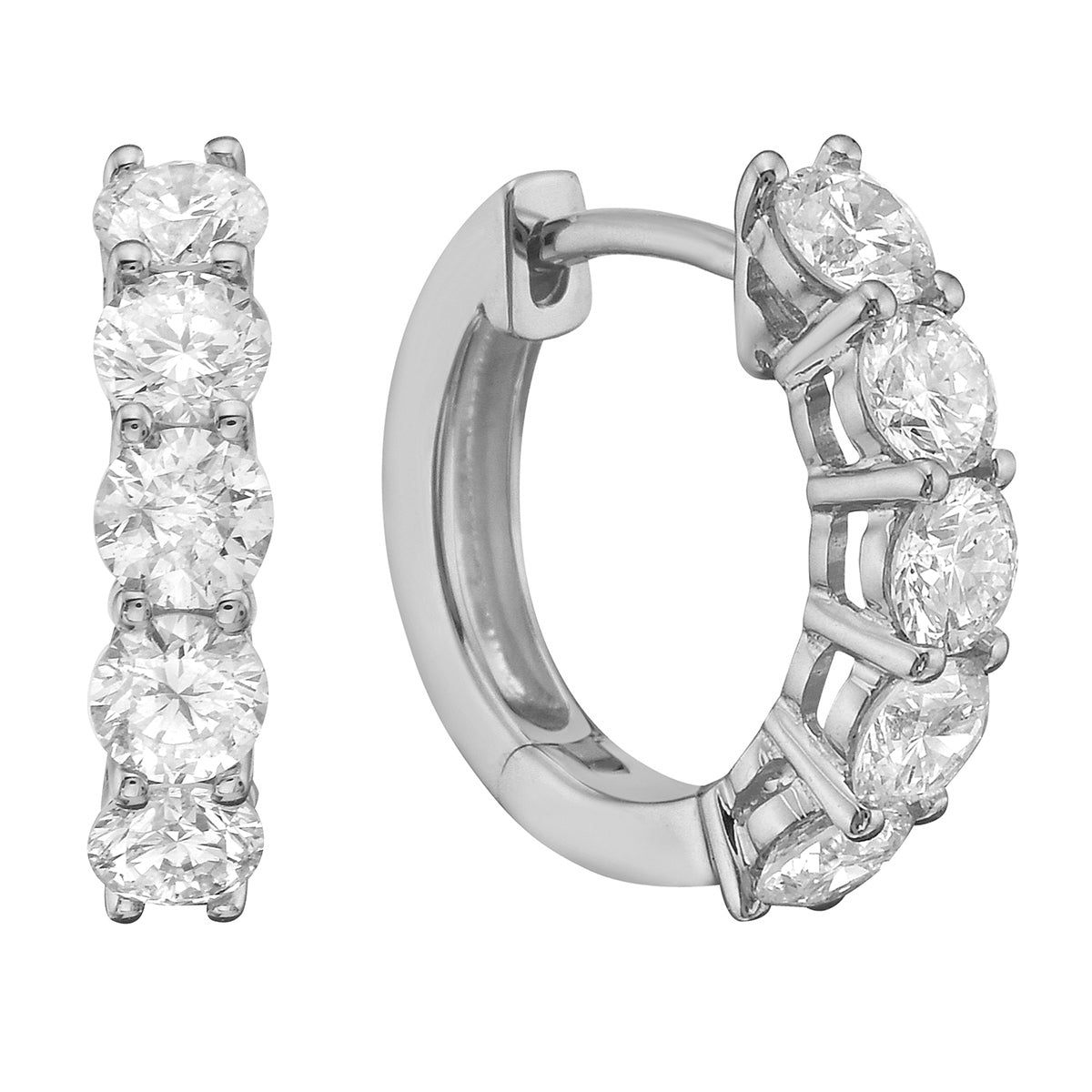 18K White Gold Diamond Earrings, 1.37ct