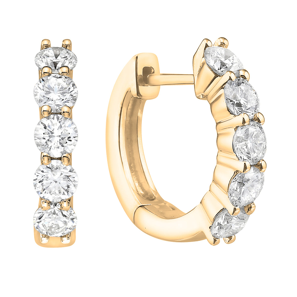 18K Yellow Gold Diamond Earrings, 0.59ct