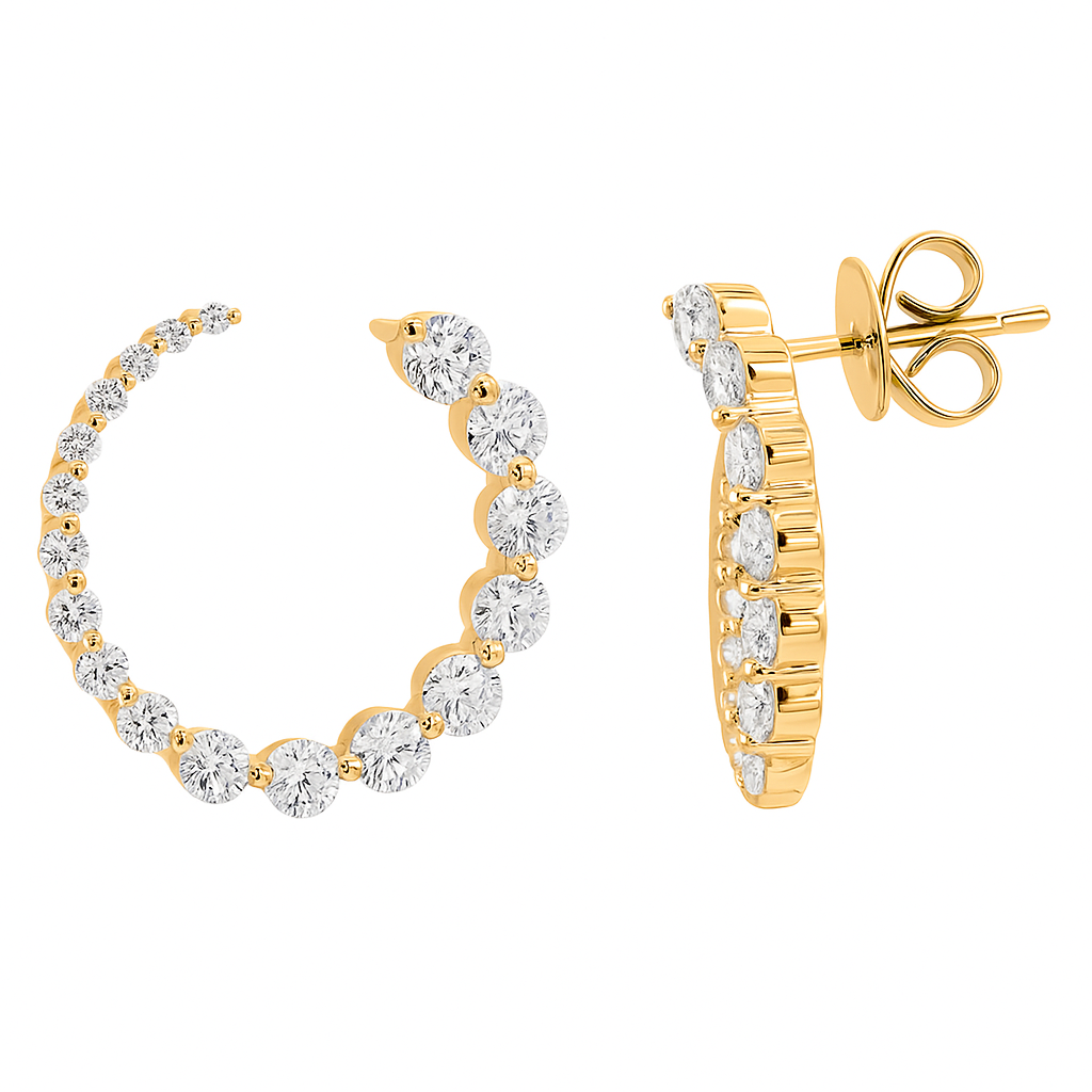 14K Yellow Gold Diamond Hoop Earrings, 2.12ct