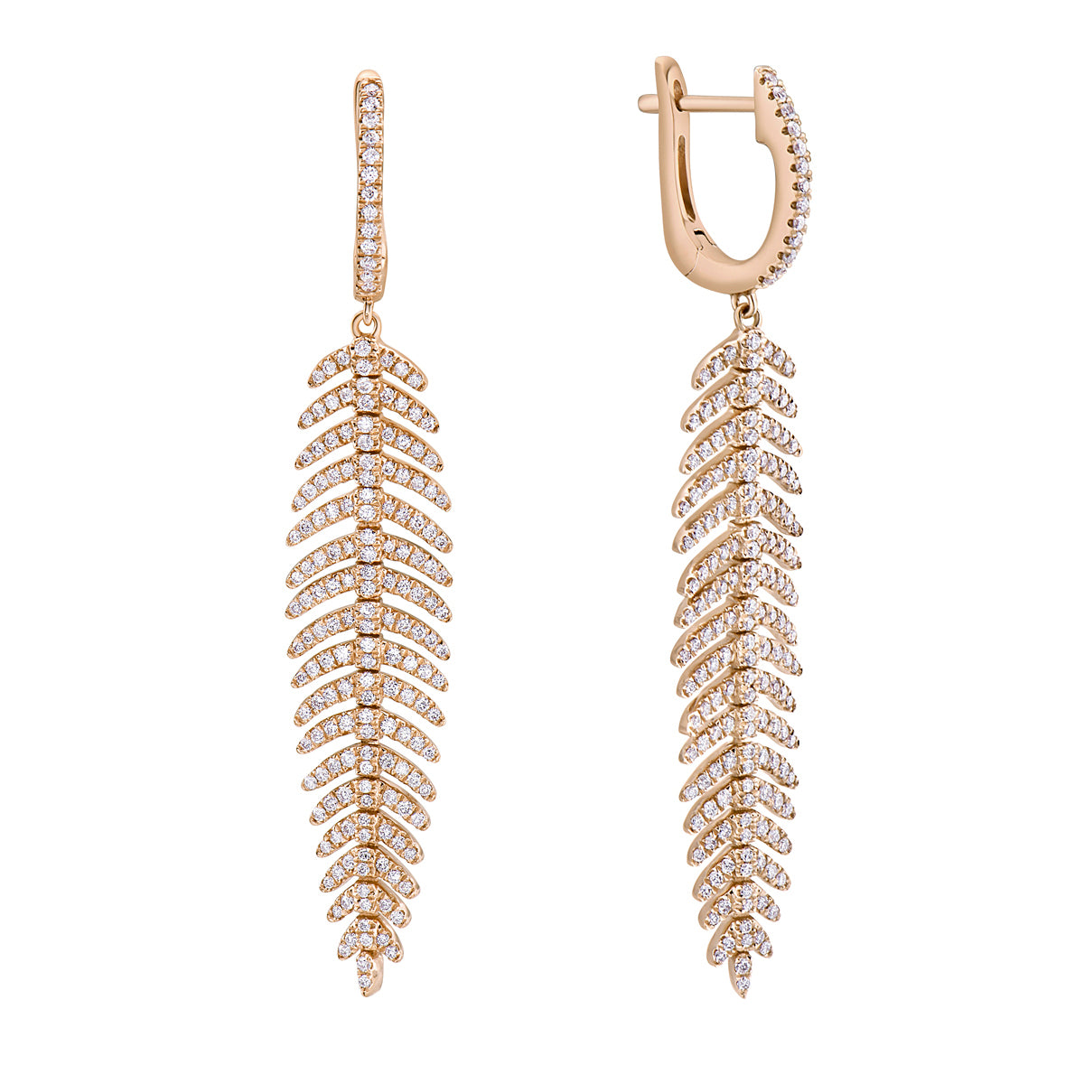 18K Rose Gold Diamond Hanging Earrings, 1.28ct