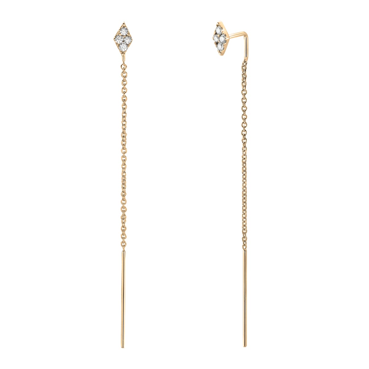 14K Yellow Gold Diamond Threaders, 0.14ct