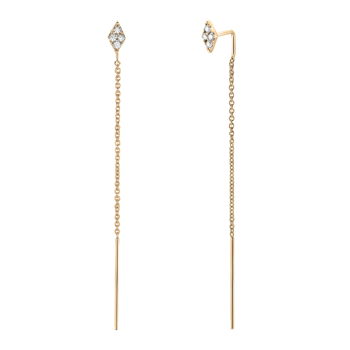 18K Yellow Gold Diamond Hanging Earrings, 0.14ct