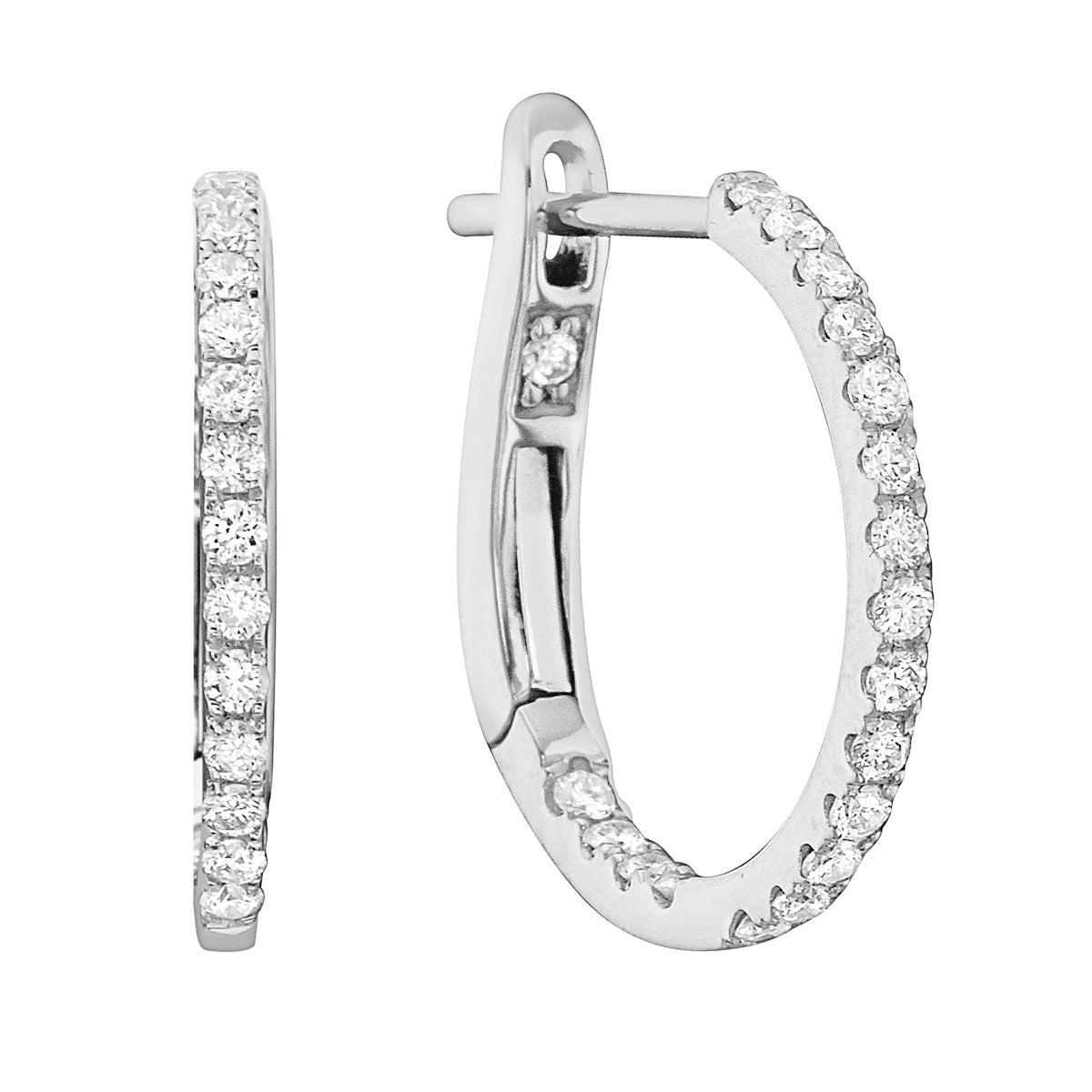 18K White Gold Diamond Hoop Earrings, 0.31ct