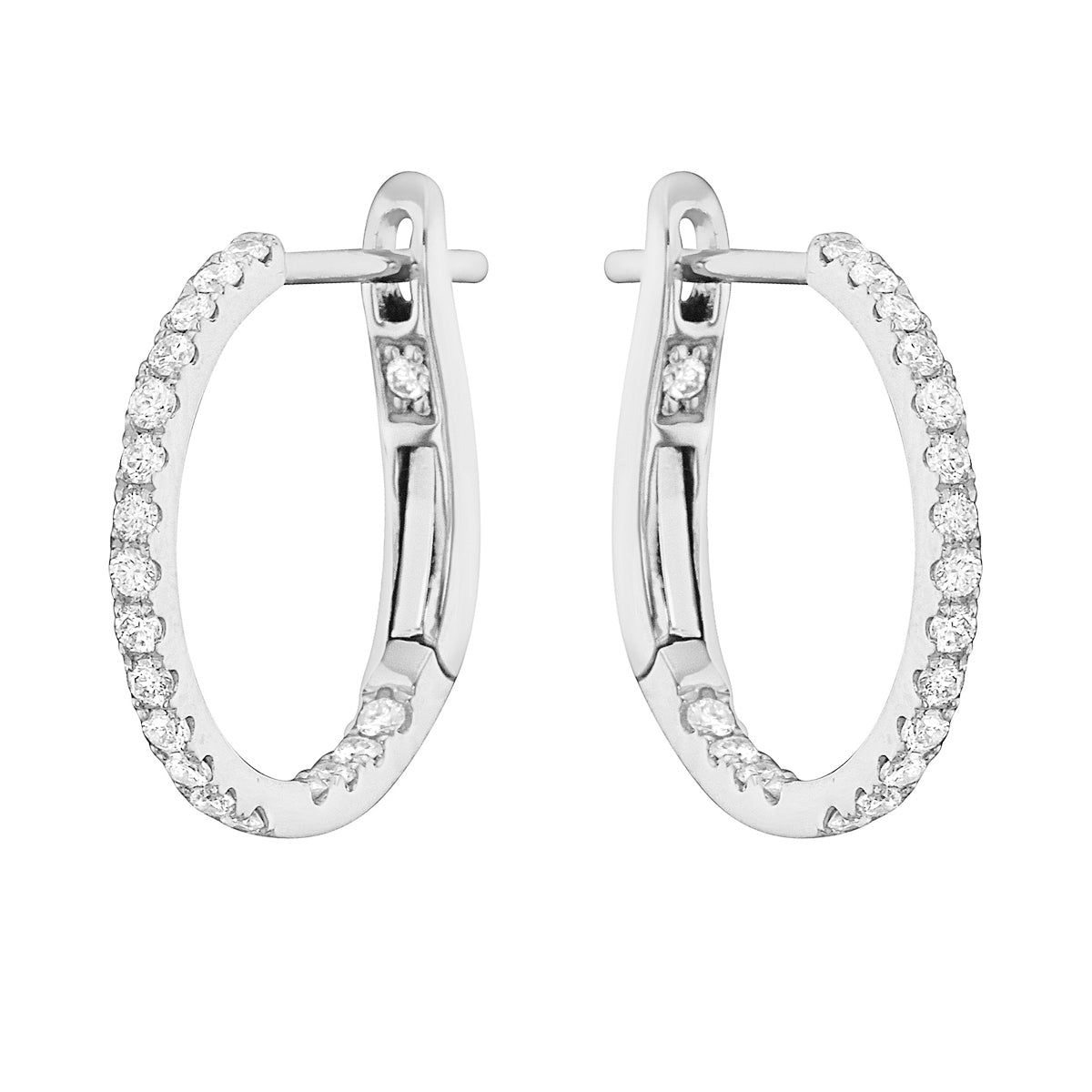 14K White Gold Classic Round Huggies - Small, 0.31ct