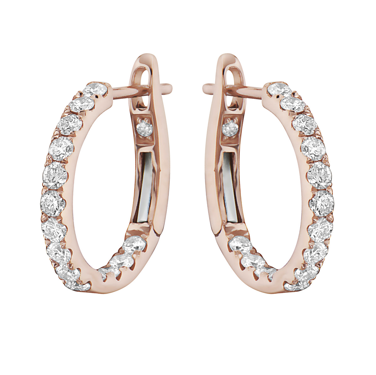 14K Rose Gold Classic Round Huggies - Large