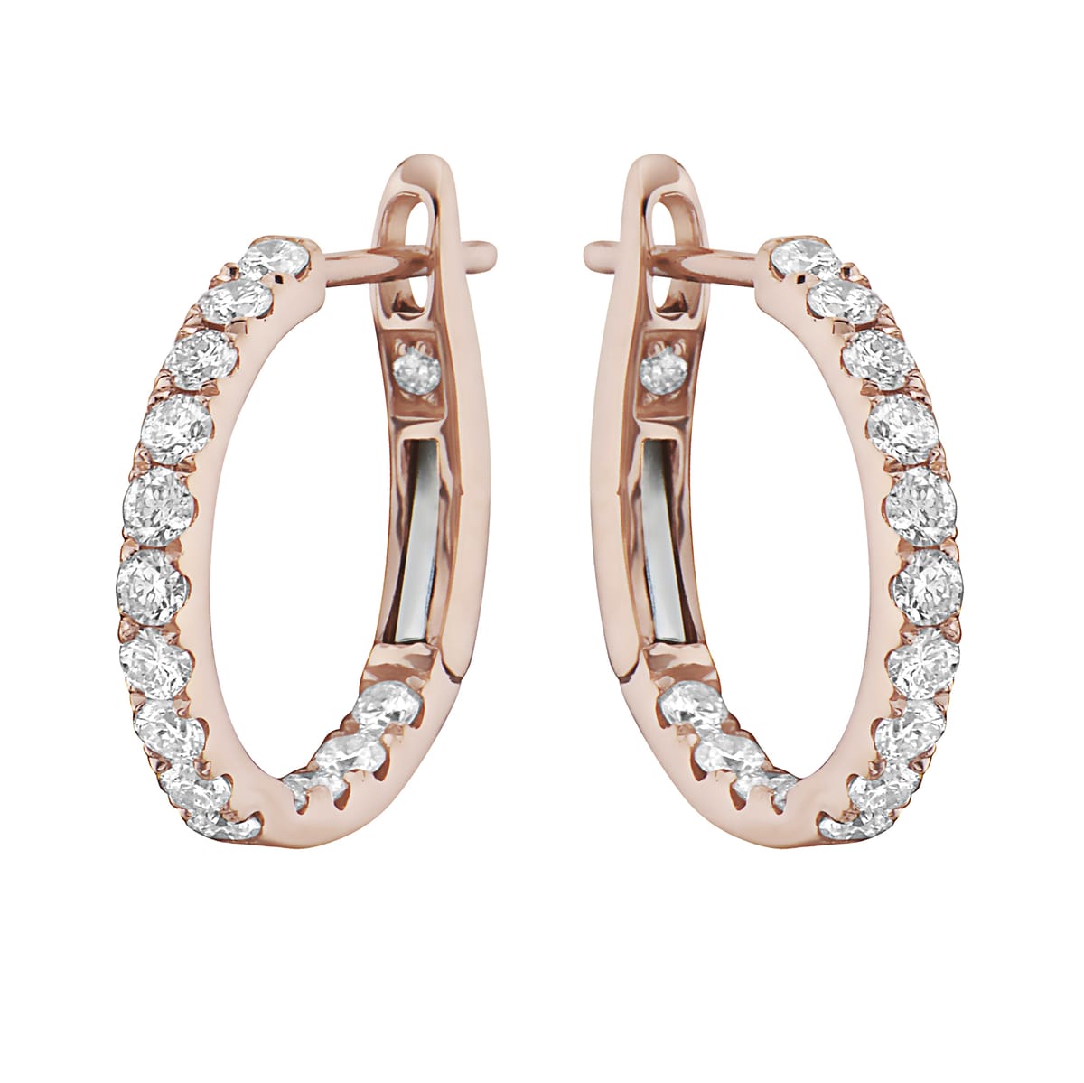 14K Rose Gold Classic Round Huggies - Large, 0.62ct