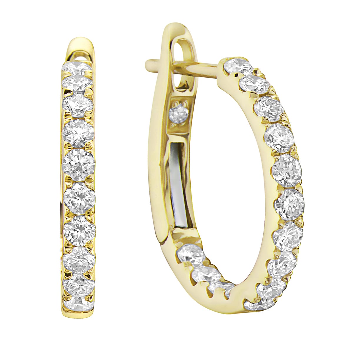 14K Yellow Gold Classic Round Huggies - Large, 0.62ct