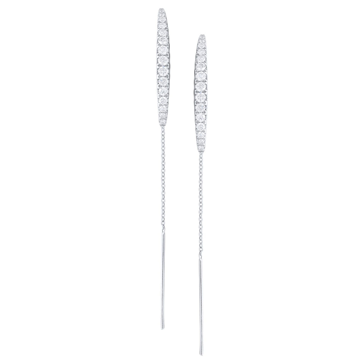 14K White Gold Cresent Threaders, 0.72ct
