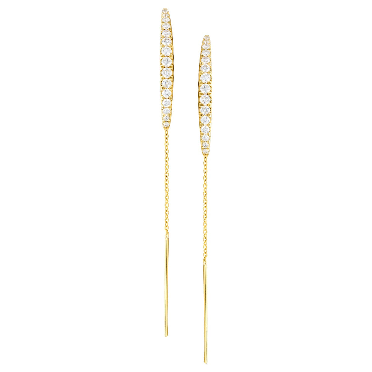 14K Yellow Gold Cresent Threaders, 0.72ct