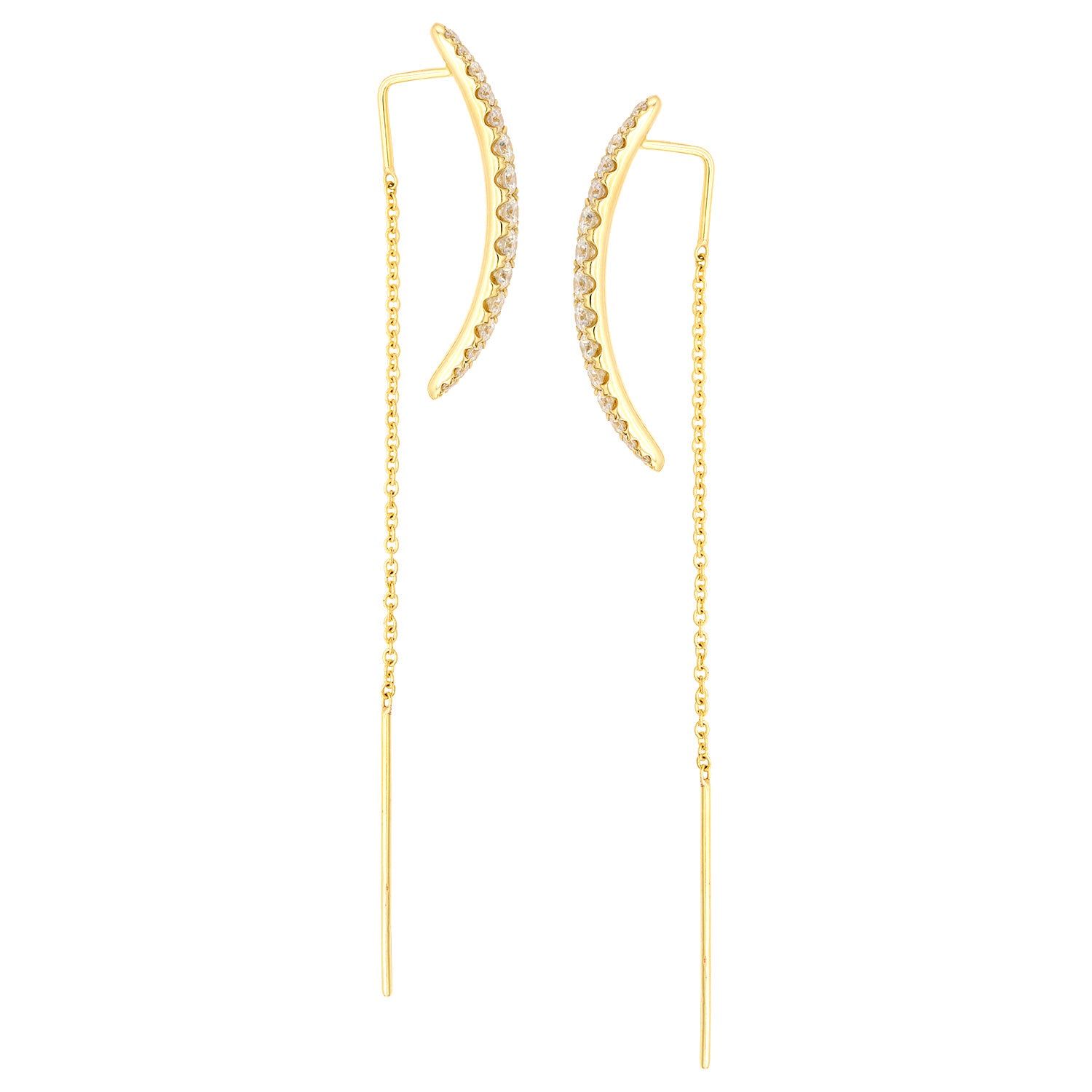 14K Yellow Gold Cresent Threaders
