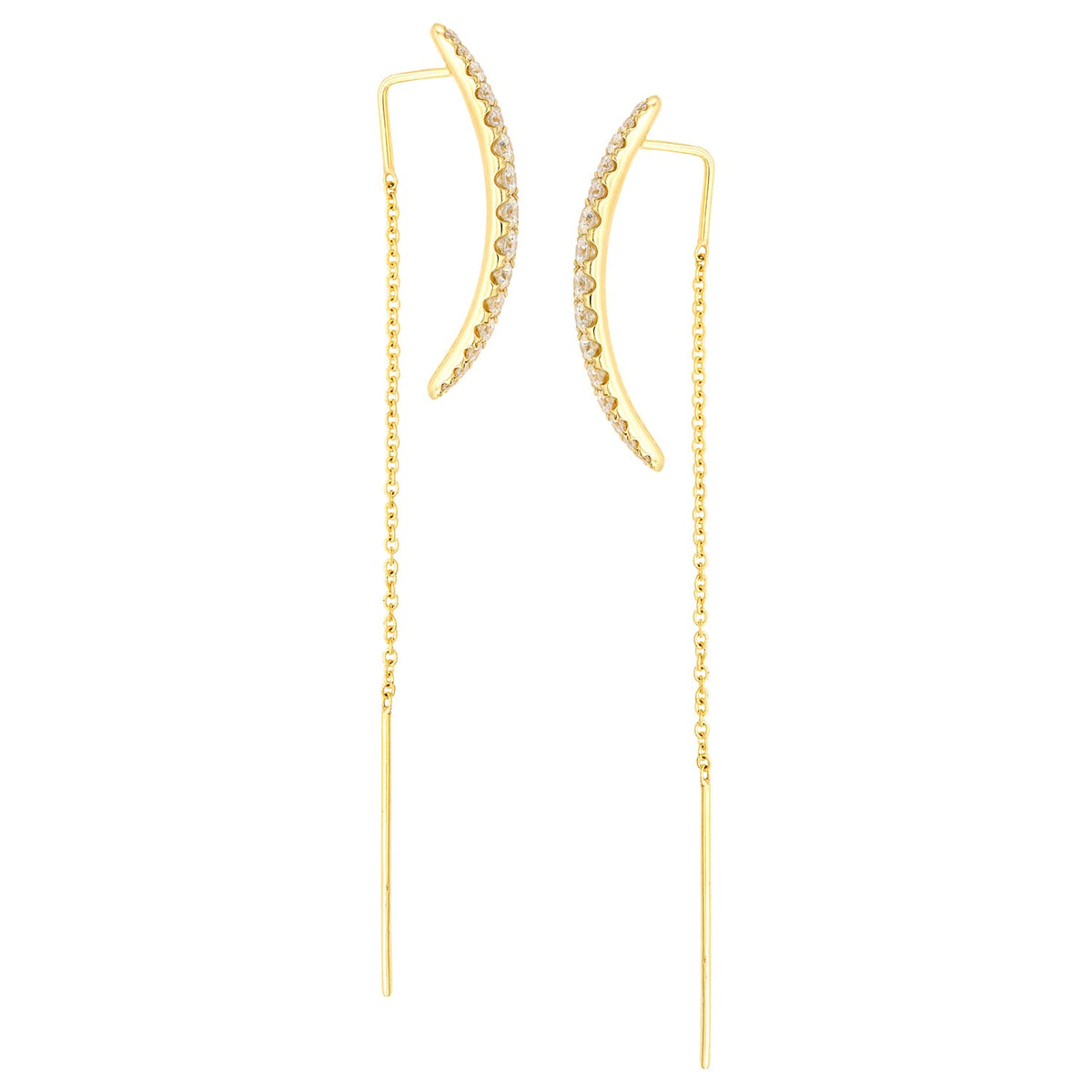 14K Yellow Gold Cresent Threaders, 0.72ct