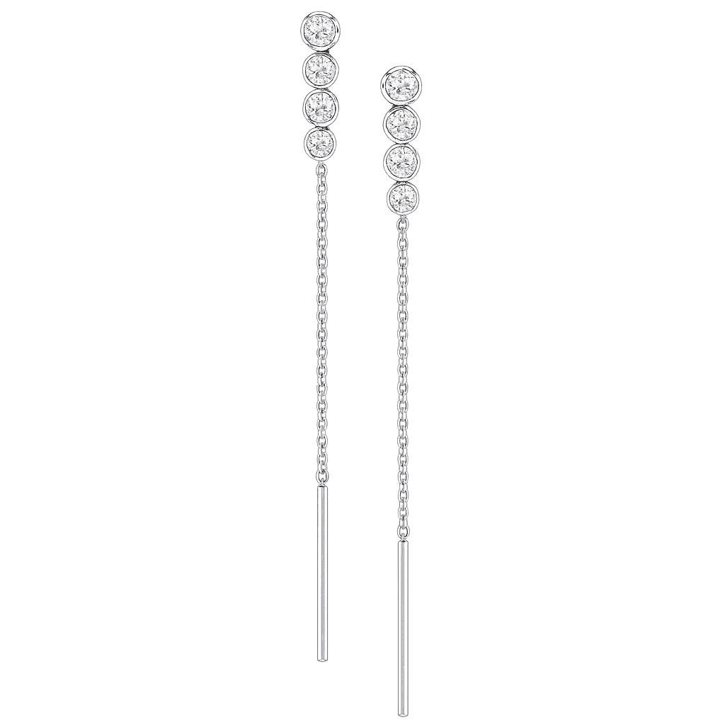 14K White Gold Short Bezel Diamond Threader, 0.2ct