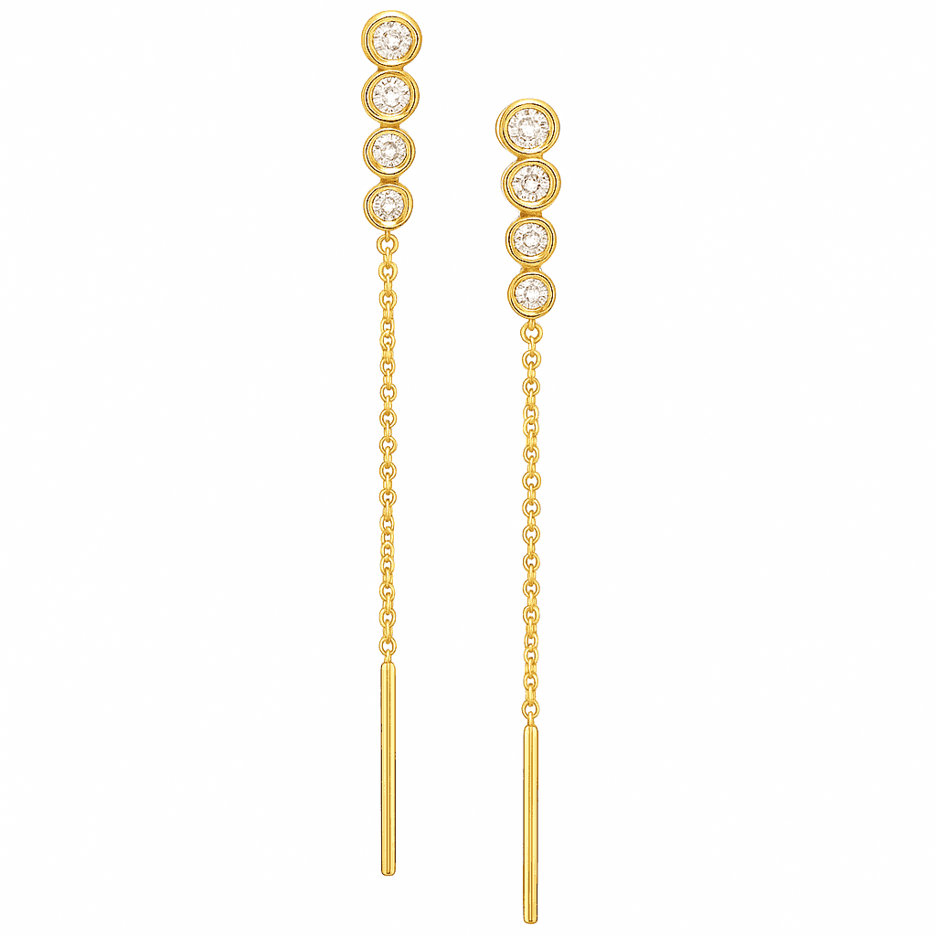14K Yellow Gold Short Bezel Diamond Threader, 0.2ct