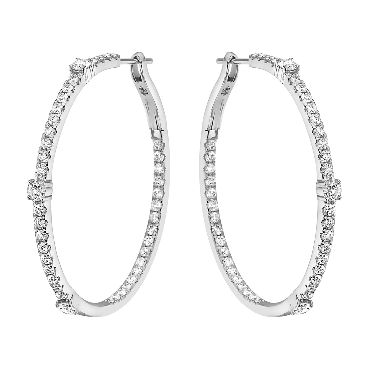 14K White Gold Diamond Accent Hoop - Large, 0.77ct