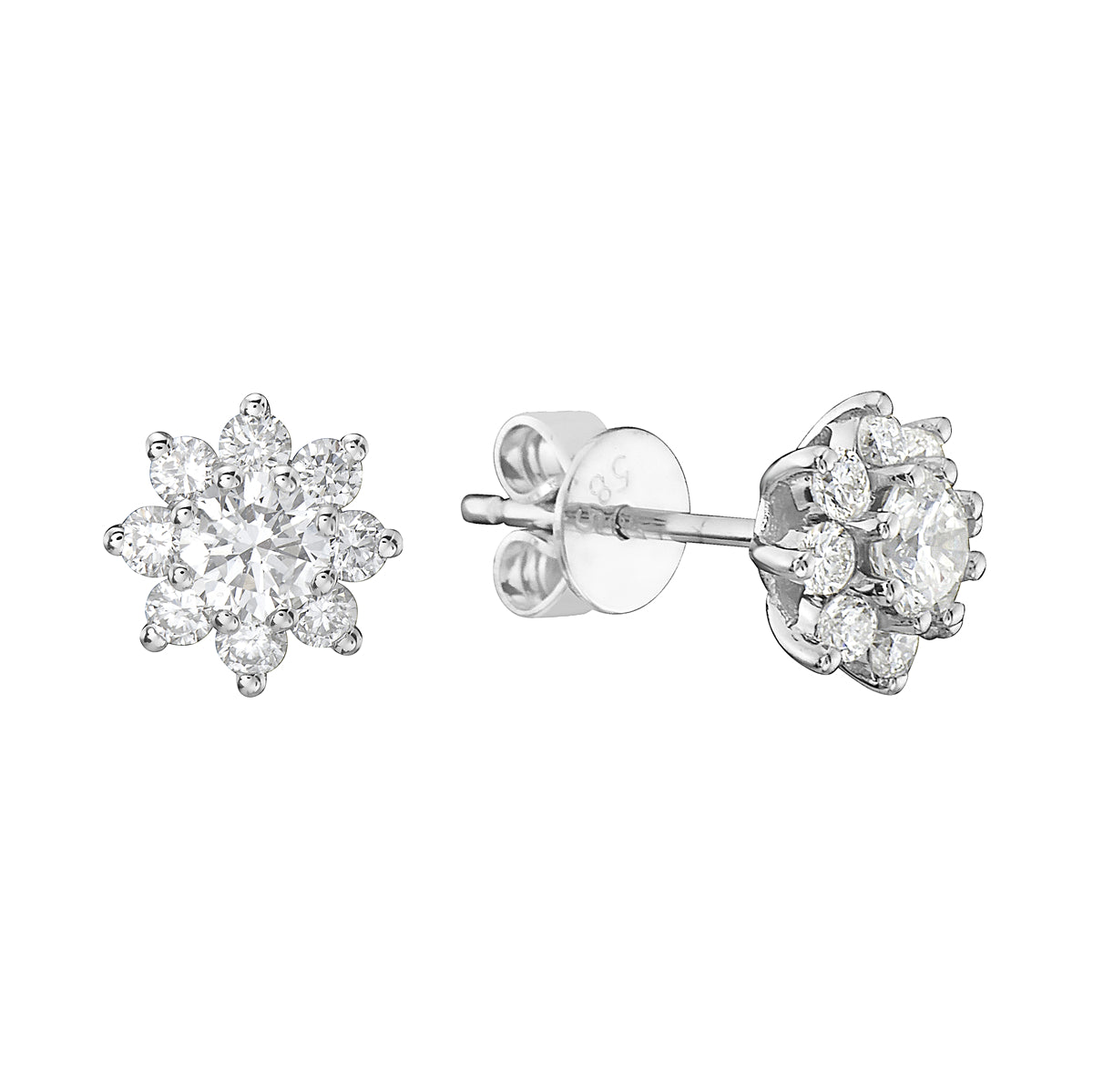 18K White Gold Diamond Earrings, 0.64ct