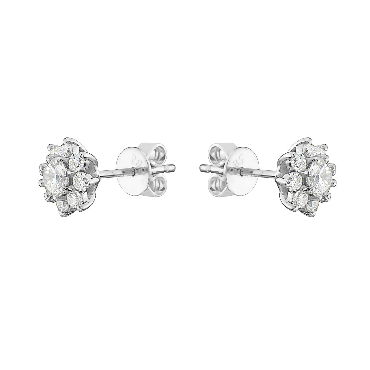 18K White Gold Diamond Earrings, 0.64ct