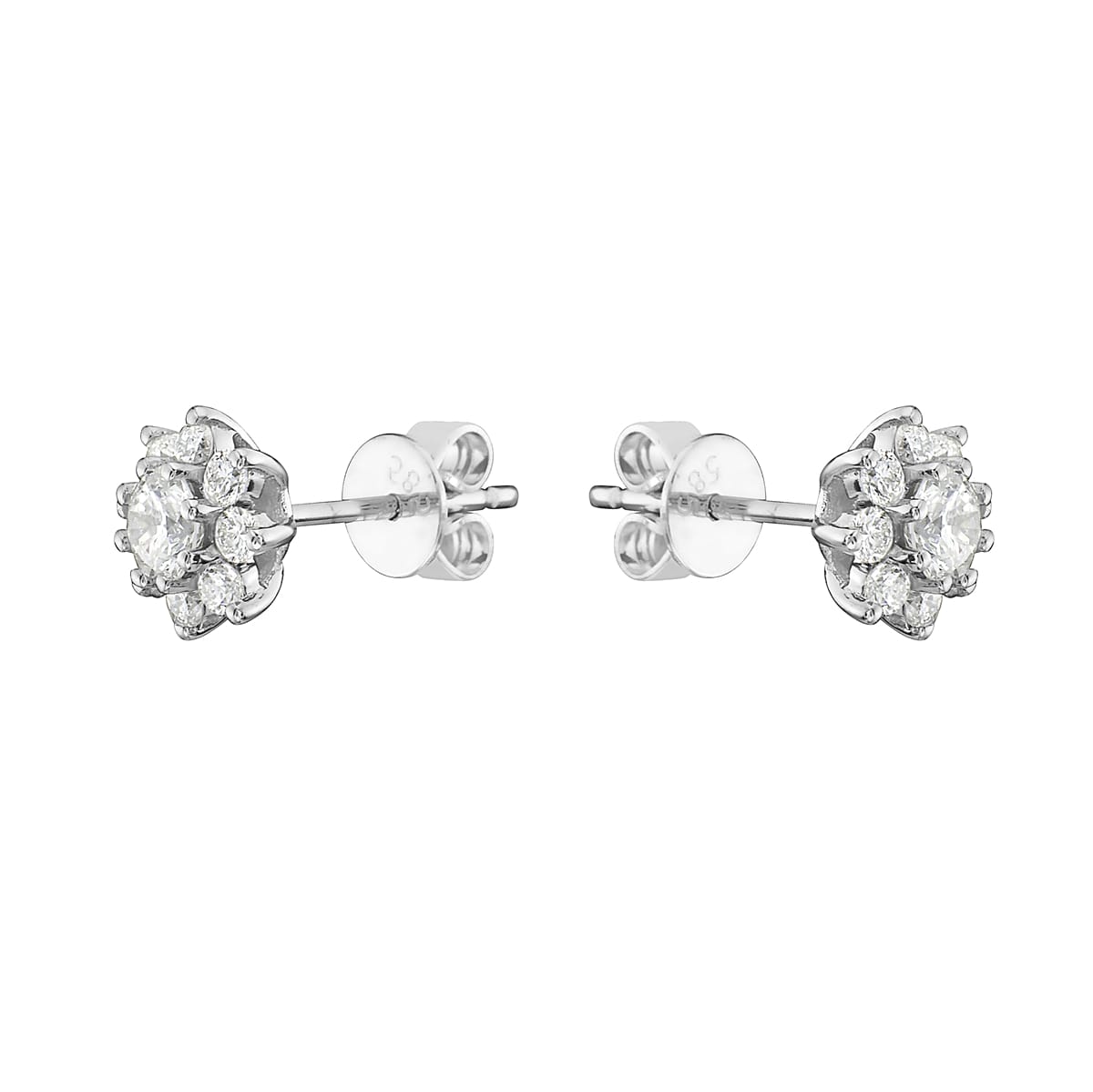 14K White Gold Diamond Flower Cluster - Medium, 0.47ct