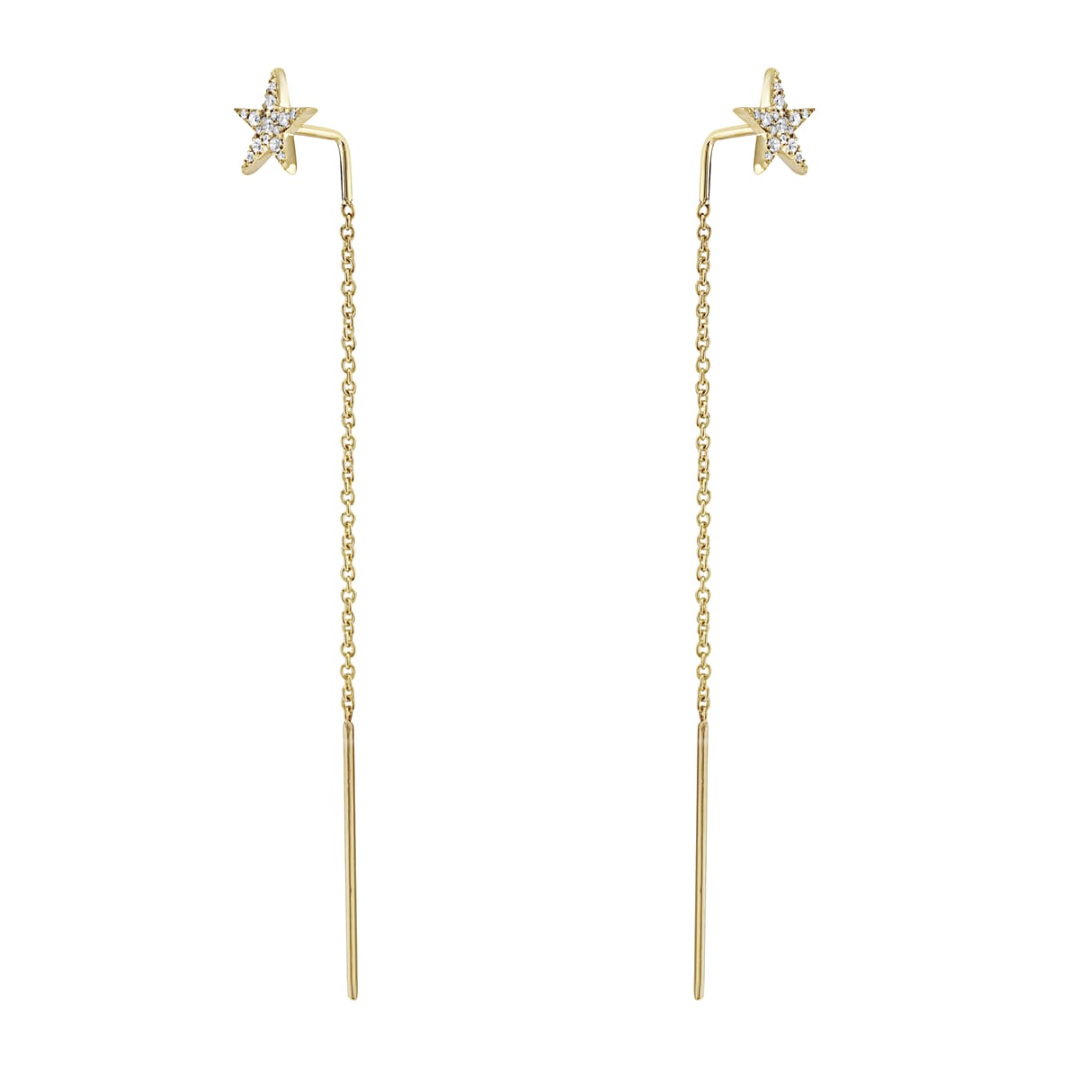 14K Yellow Gold Diamond Star Threader, 0.14ct
