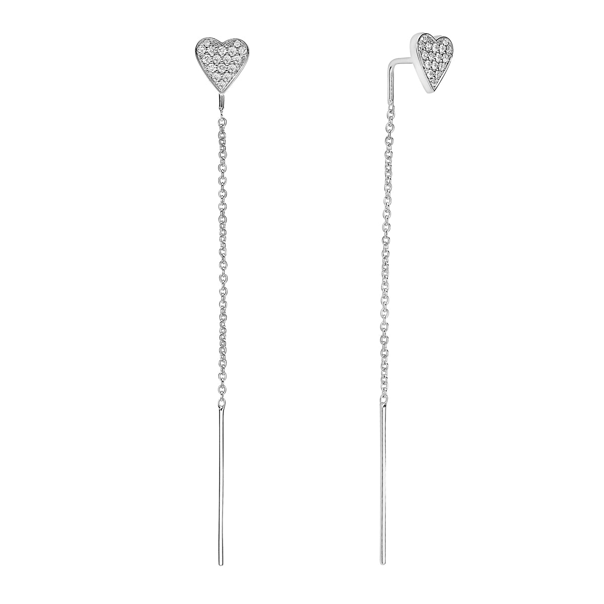 14K White Gold Diamond Heart Threader