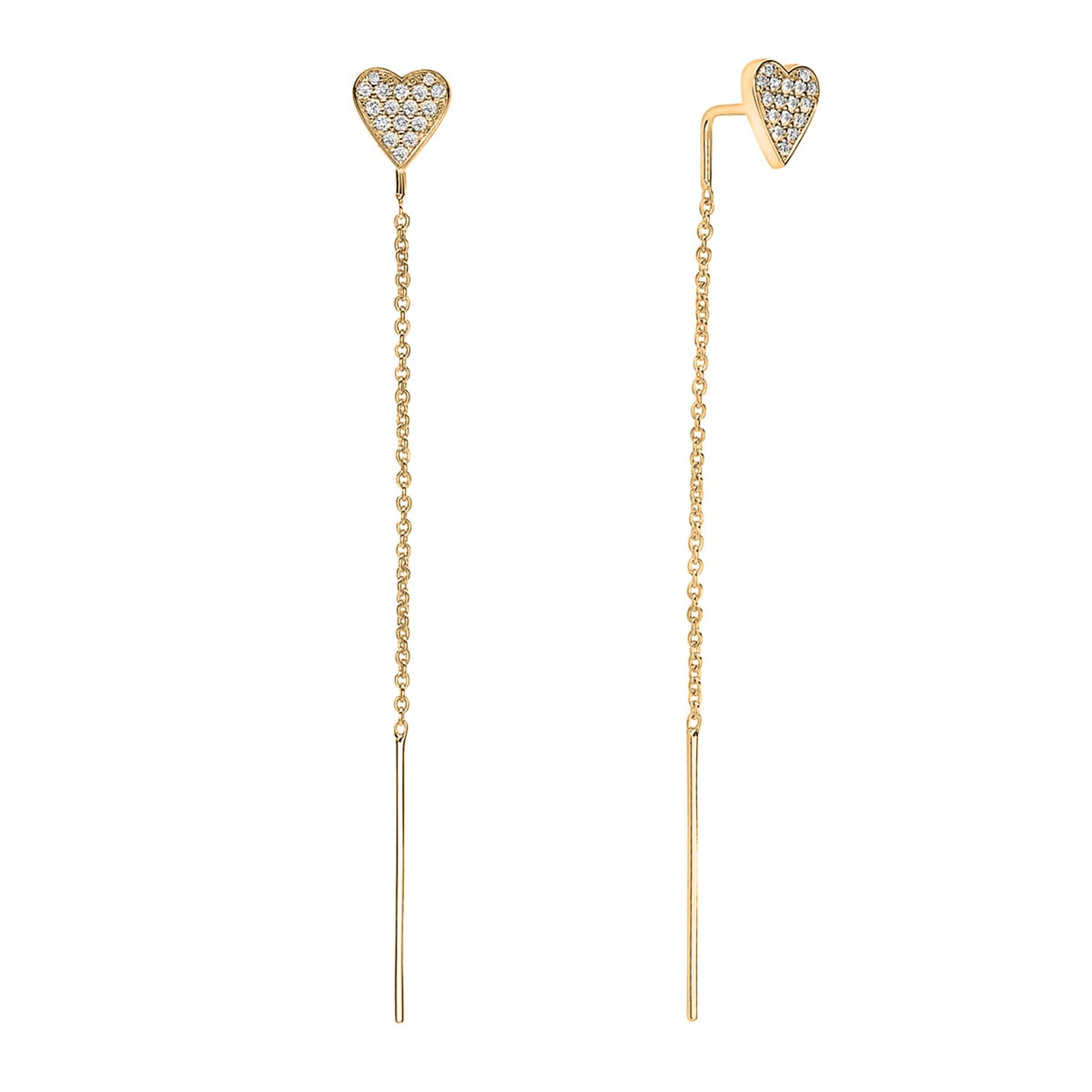 14K Yellow Gold Diamond Heart Threader, 0.21ct