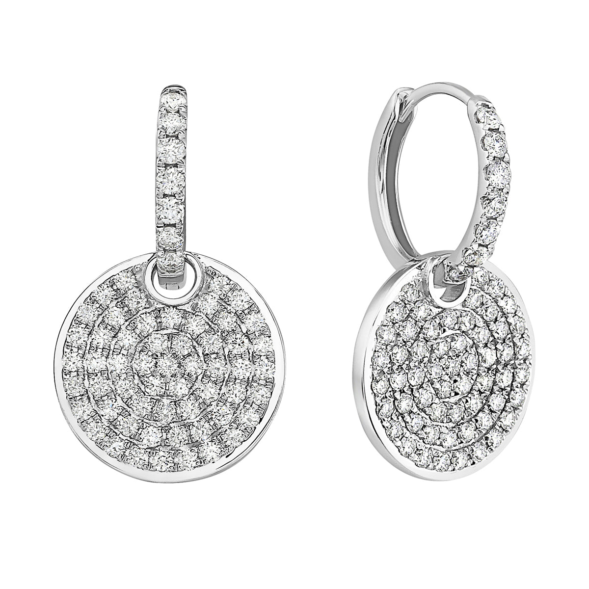 14K White Gold Disco Huggies, 0.89ct