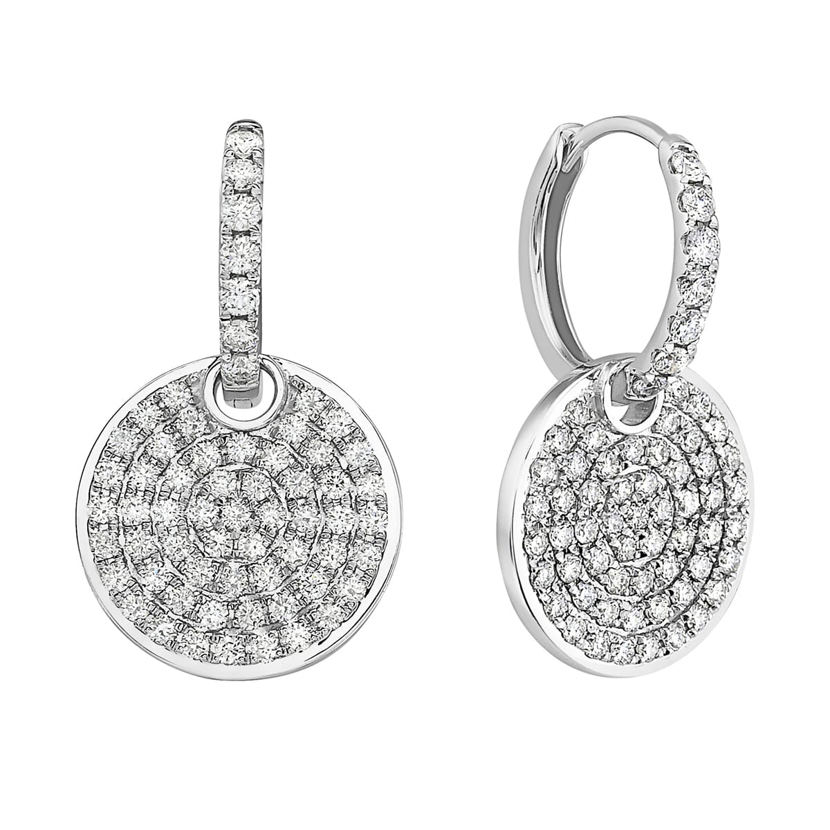 14K White Gold Disco Huggies, 0.89ct