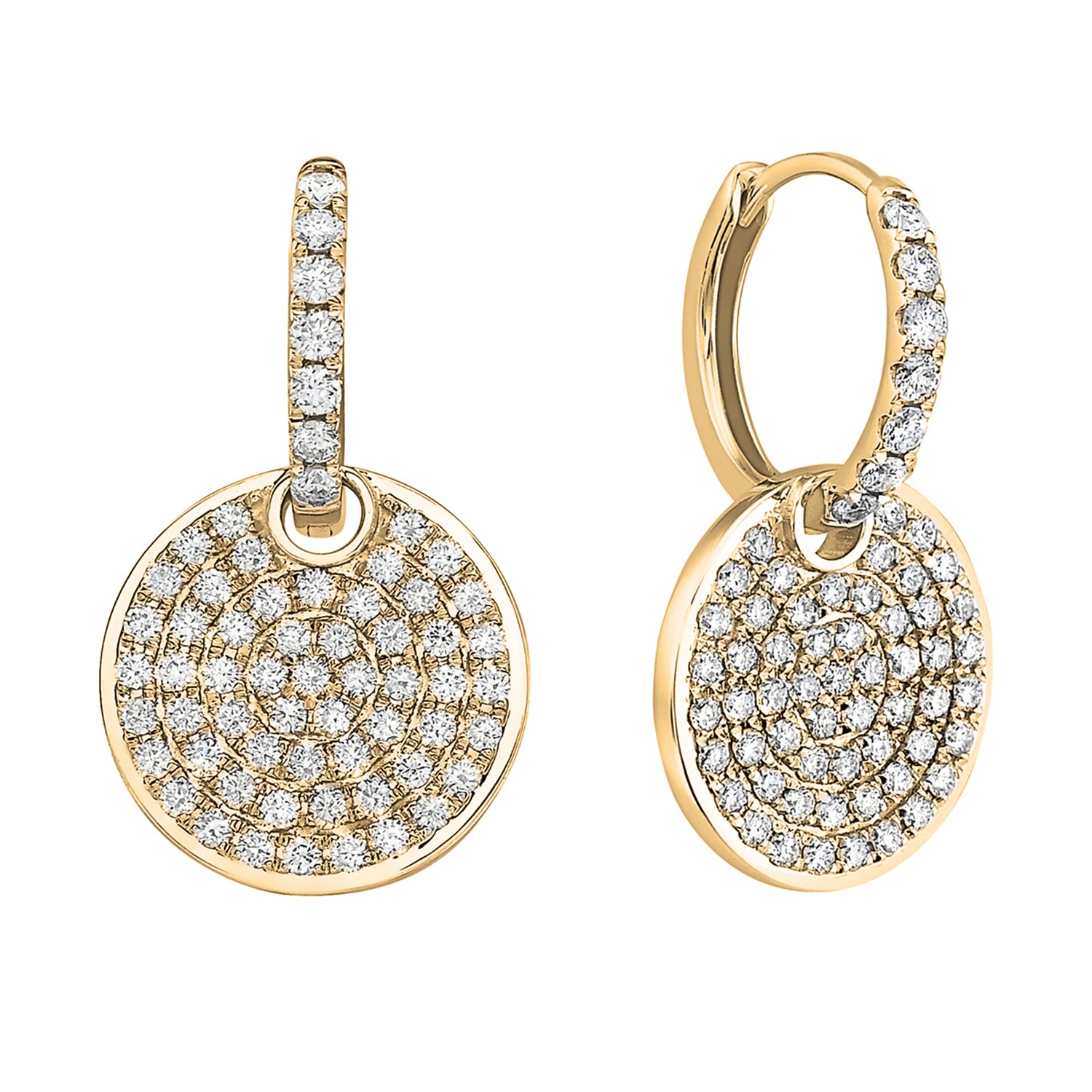 14K Yellow Gold Disco Huggies, 0.89ct