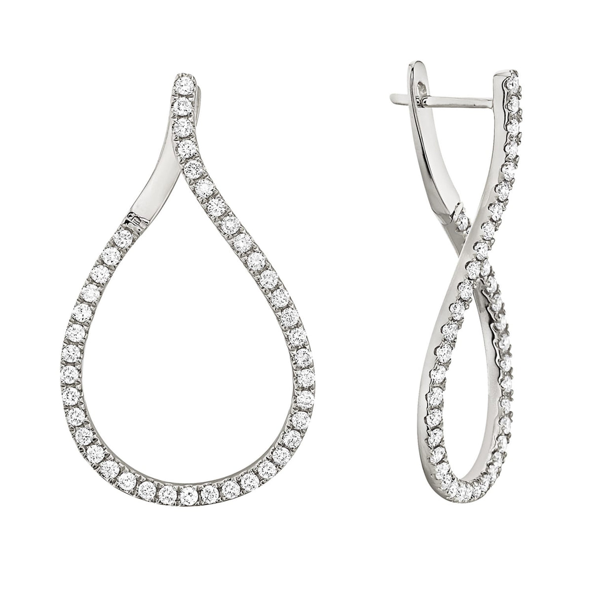 14K White Gold Infinity Earring, 1.25ct