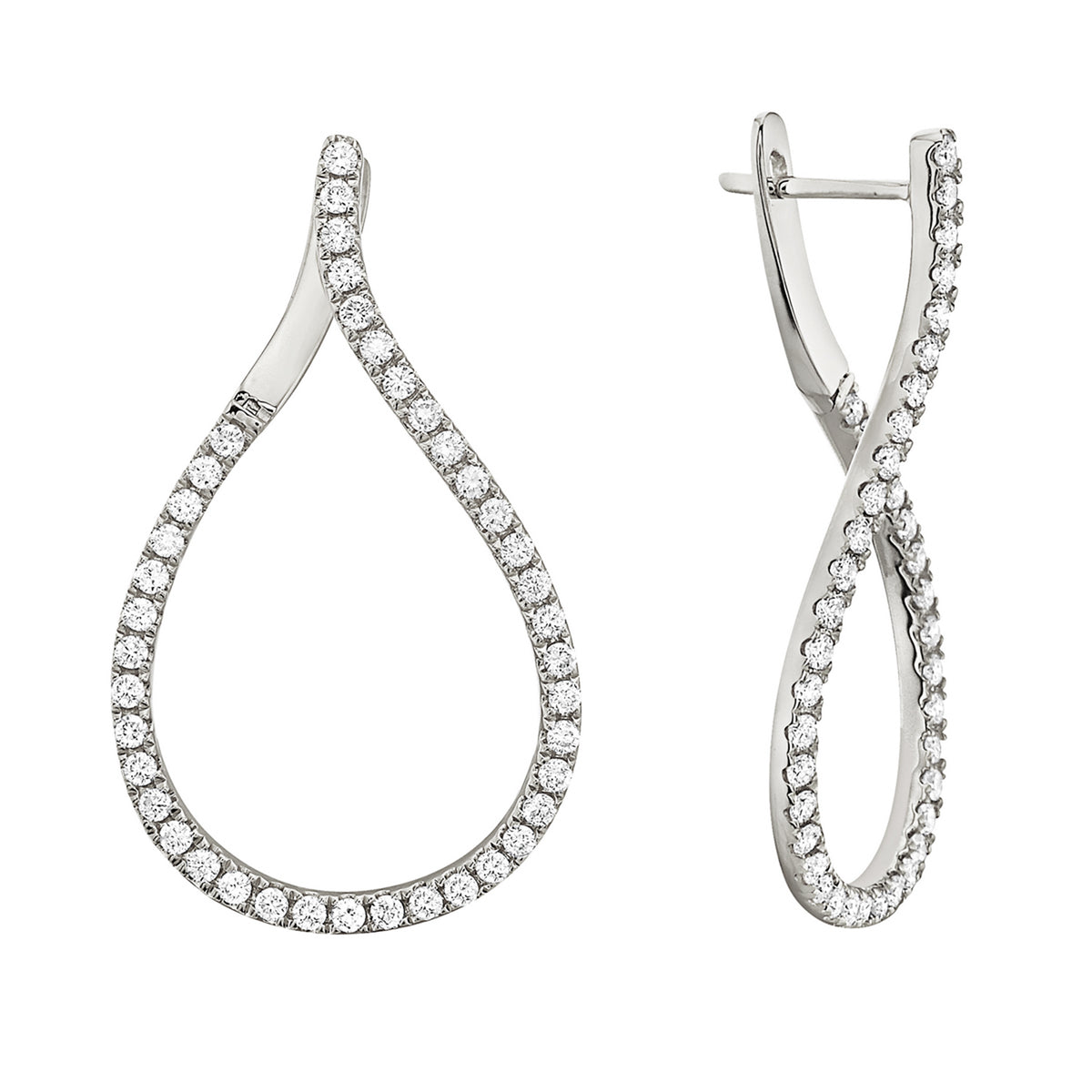 18K White Gold Diamond Earrings, 1.25ct