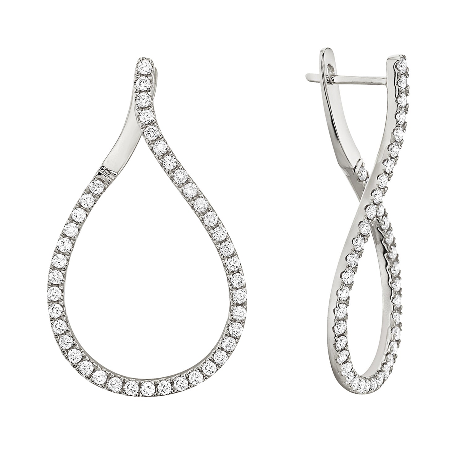 18K White Gold Diamond Earrings, 1.25ct