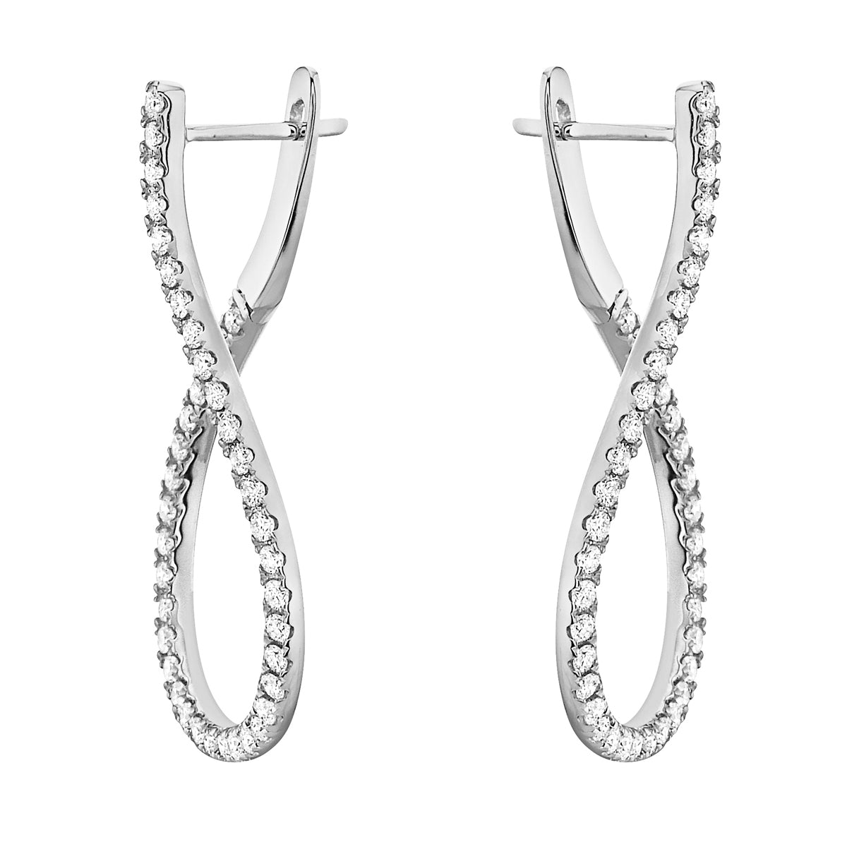 14K White Gold Infinity Earring, 1.25ct