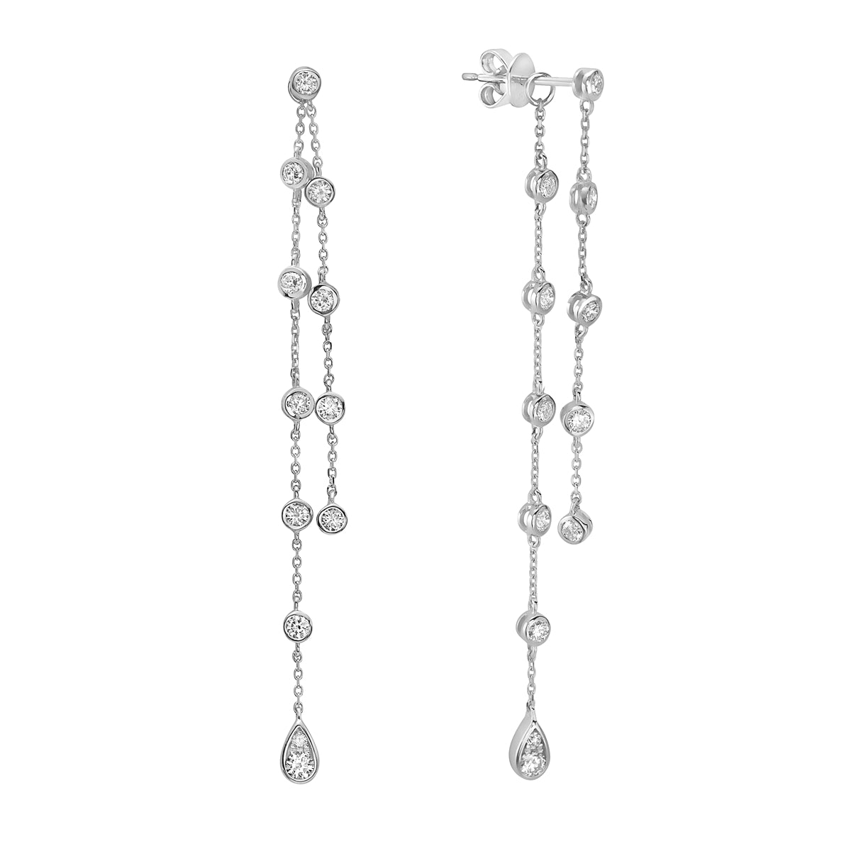 14K White Gold Diamonds By The Yard Earrings, 0.86ct