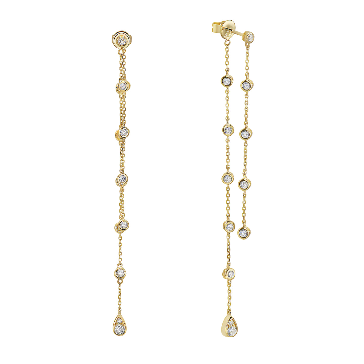 14K Yellow Gold Diamonds By The Yard Earrings, 0.86ct