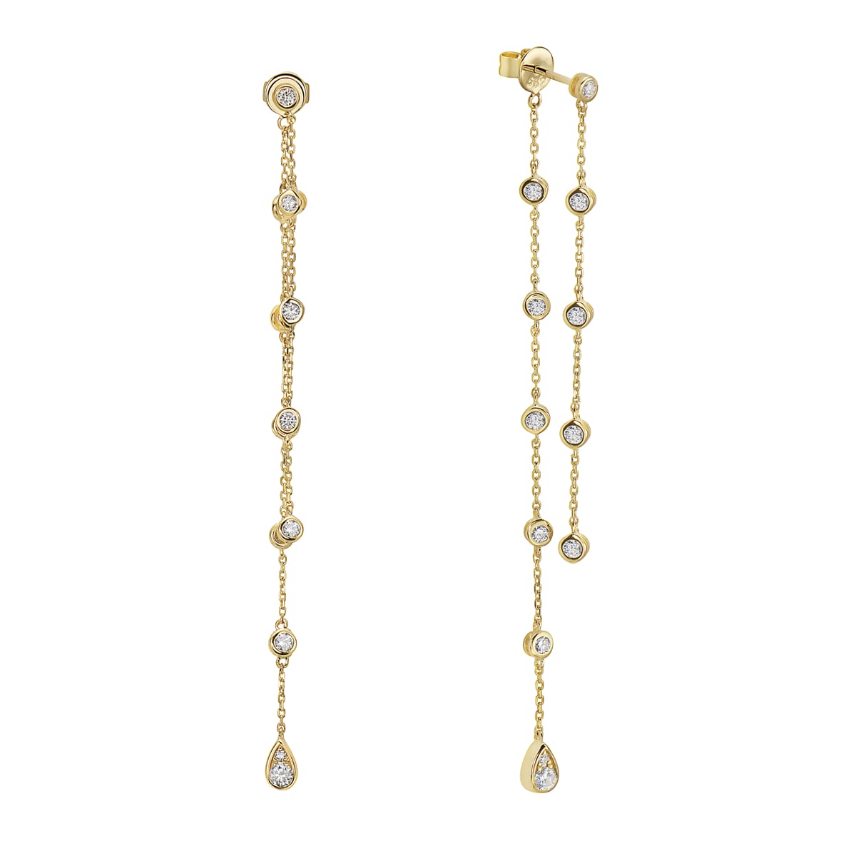 14K Yellow Gold Diamond Station Earrings, 0.86ct