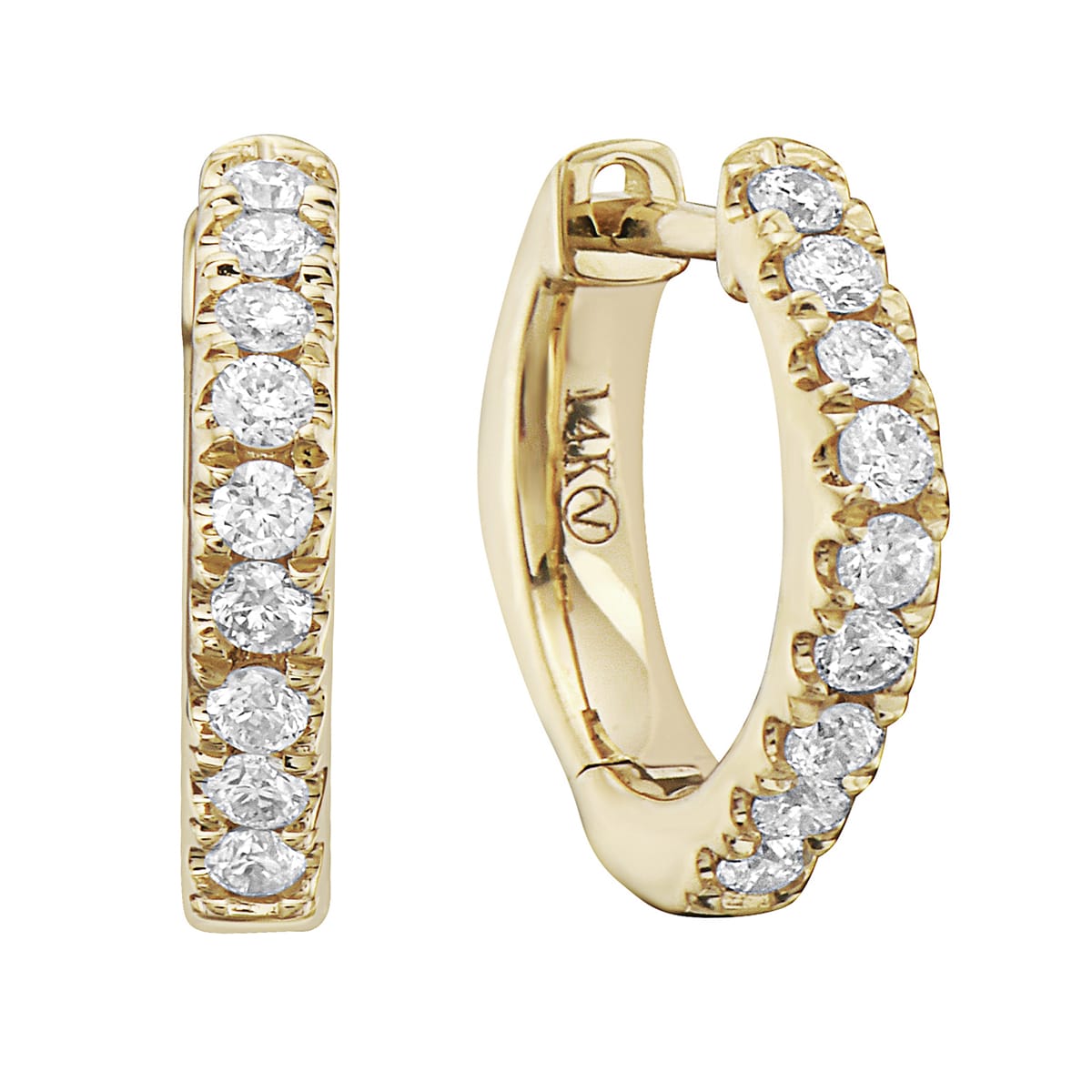 14K Yellow Gold Point Huggie, 0.25ct