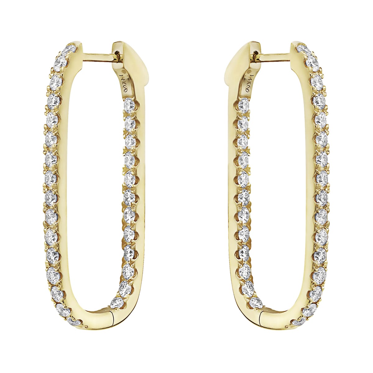 14K Yellow Gold Paperclip Hoop, 1.52ct