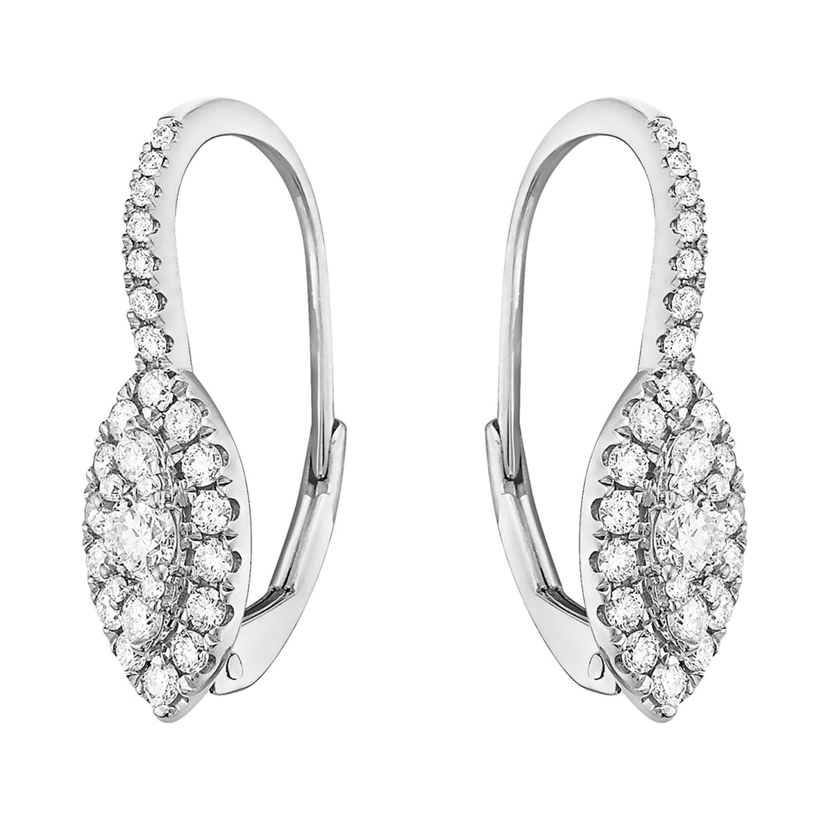 14K White Gold Marquee Illusion Hanging Earring, 0.66ct