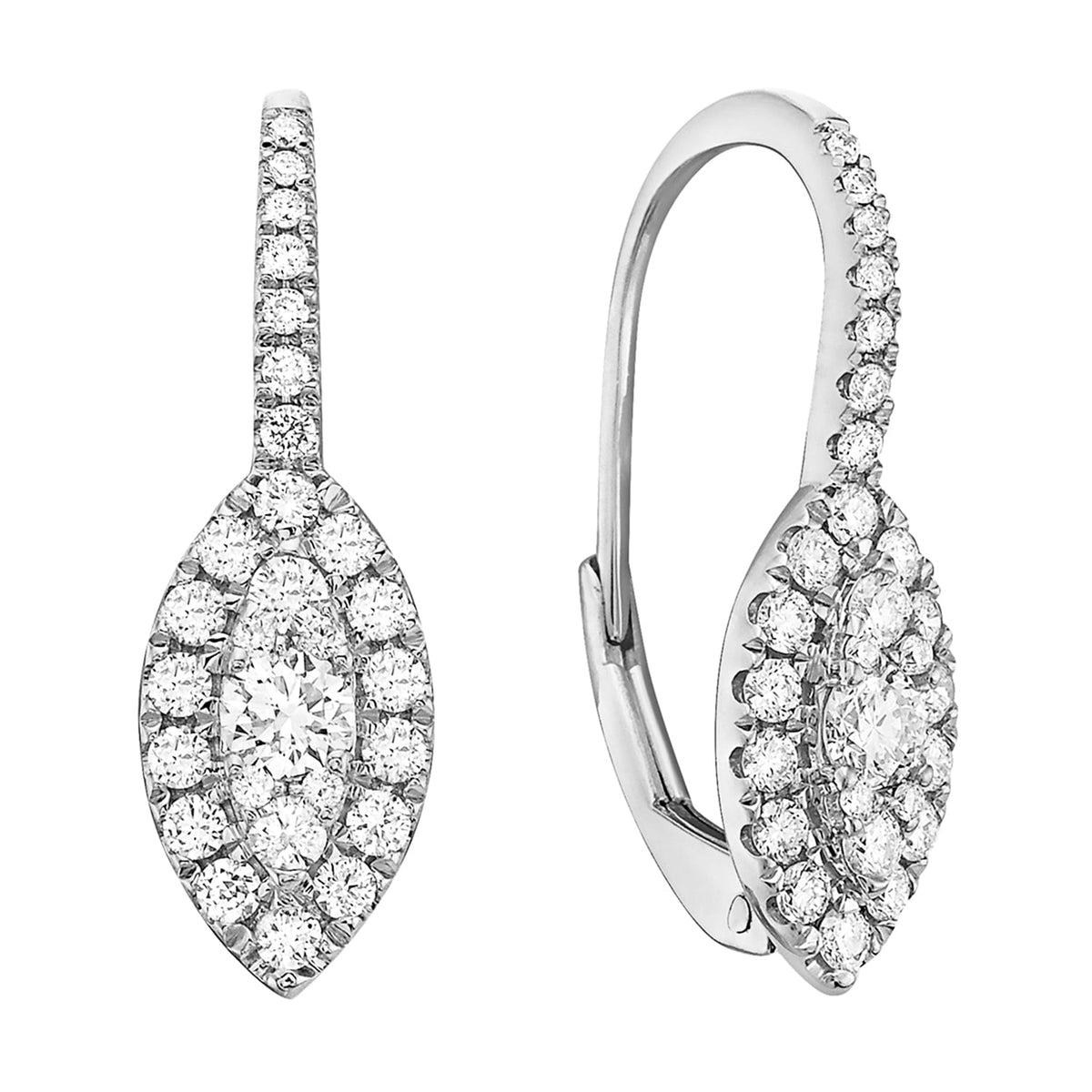 14K White Gold Marquee Illusion Hanging Earring, 0.66ct