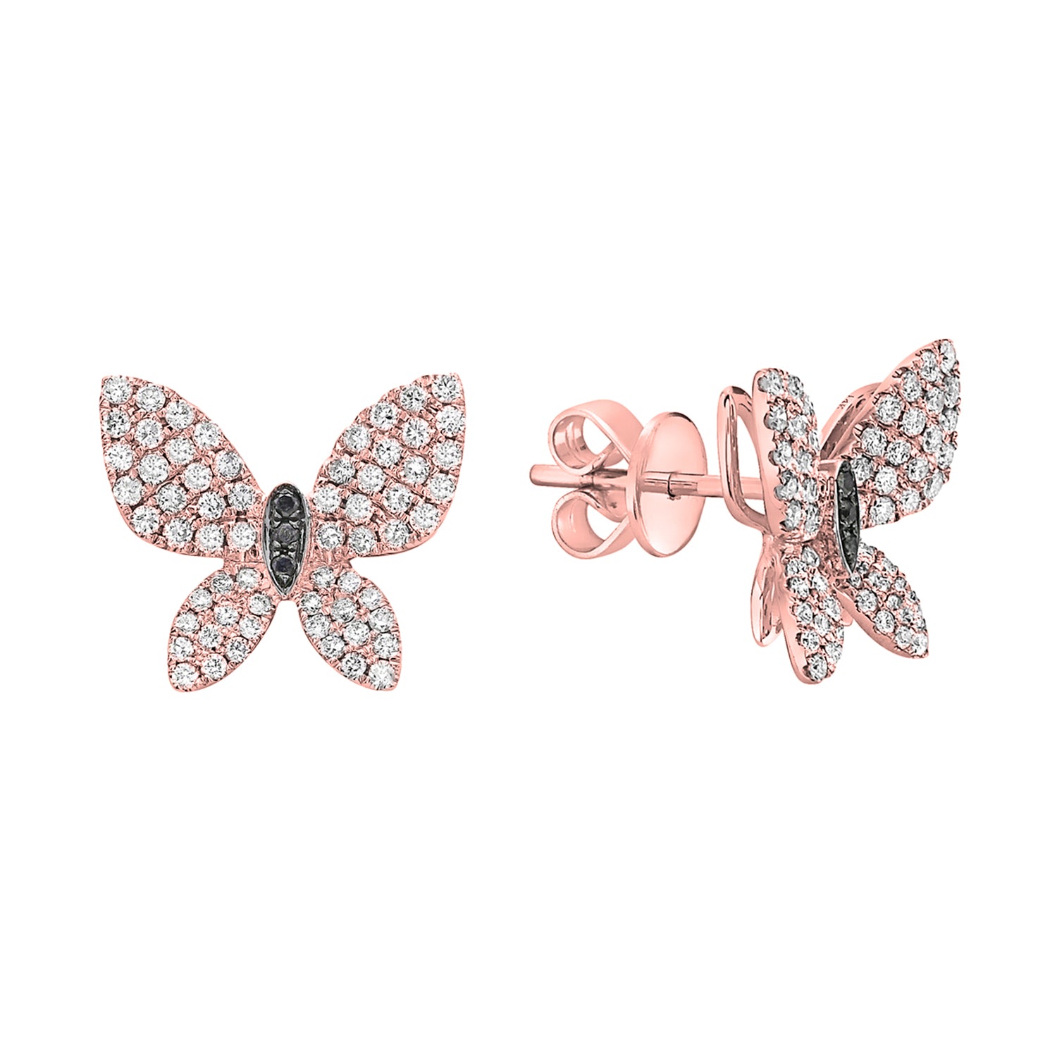 Rose Gold Butterfly Stud Earrings
