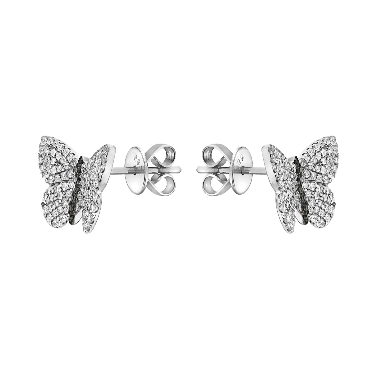 14K White Gold Butterfly Stud Earrings, 0.68ct