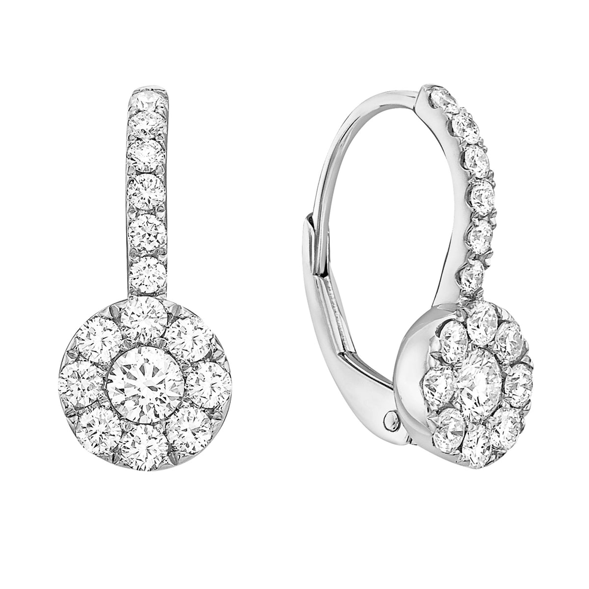 14K White Gold Hook Dangle Earrings, 0.82ct