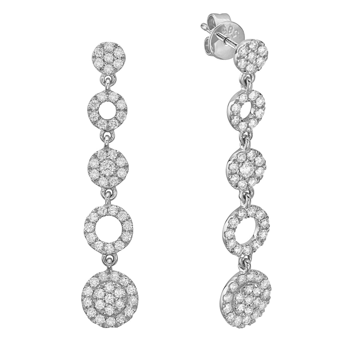 14K White Gold Eternity Earring, 0.74ct