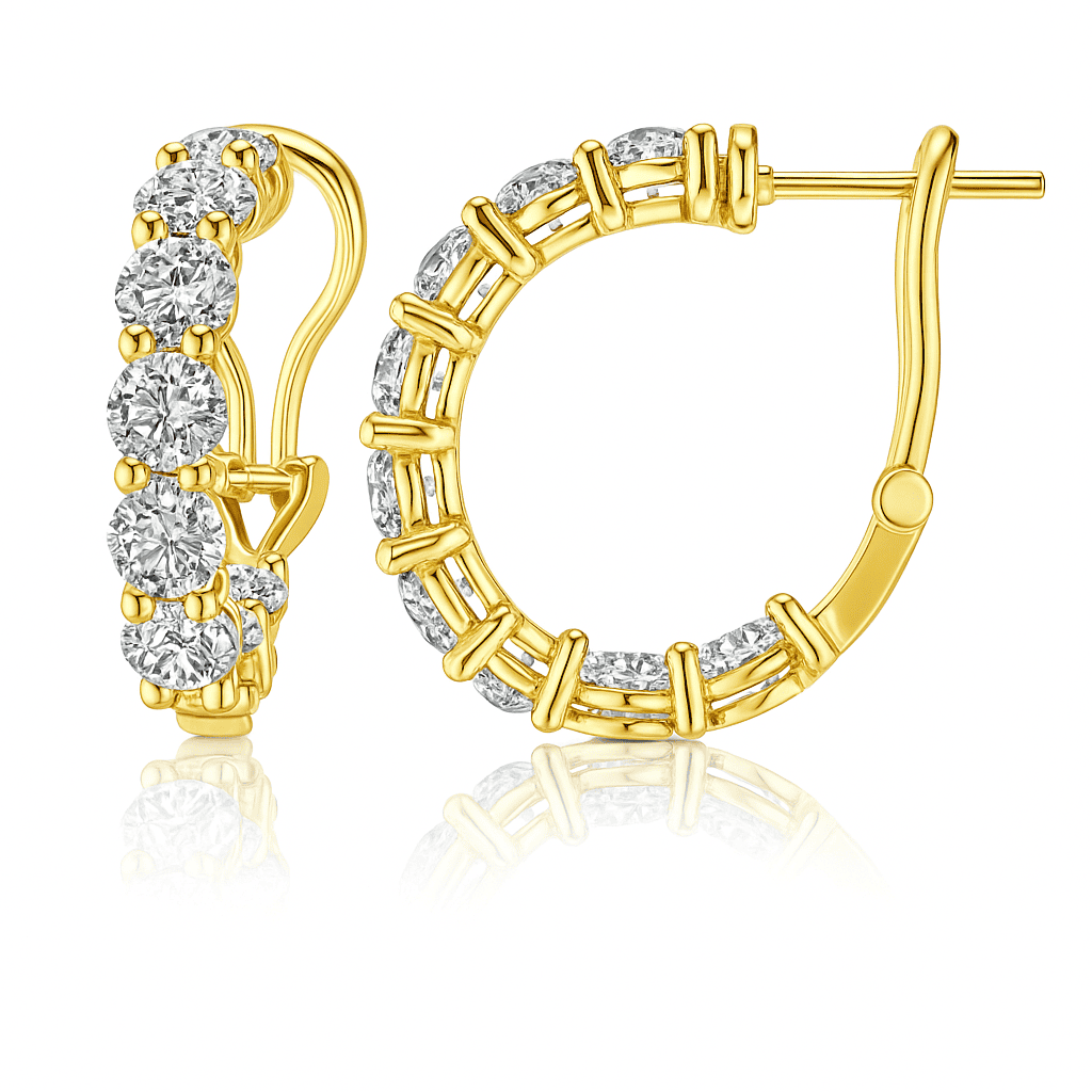 14K Yellow Gold Diamond Hoop Earrings, 2.85ct