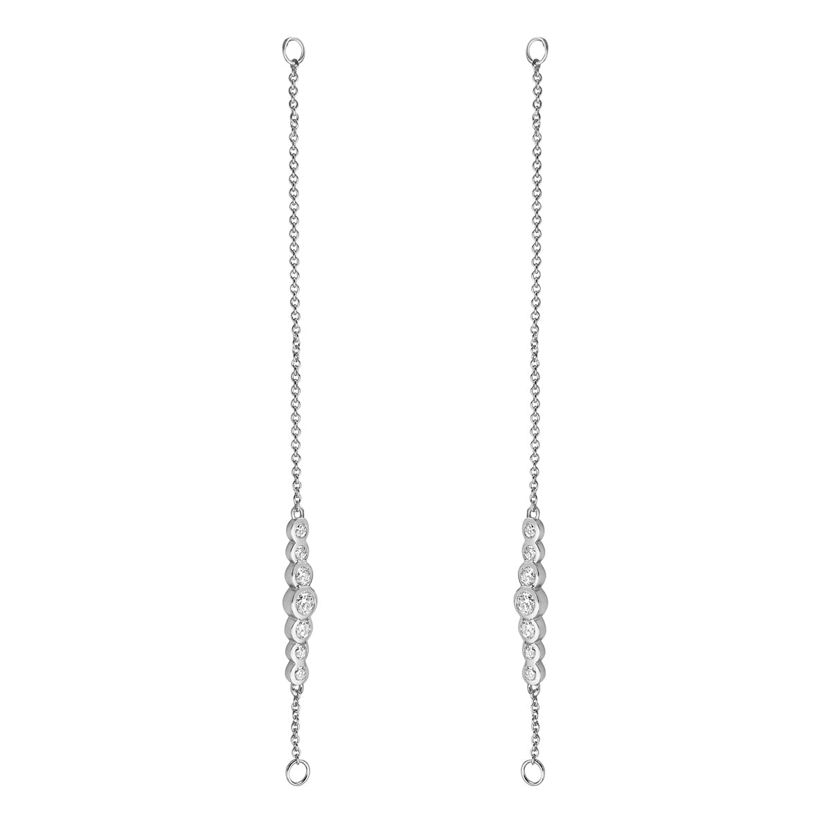 14K White Gold Bezel Drop Dangle Earrings, 0.7ct