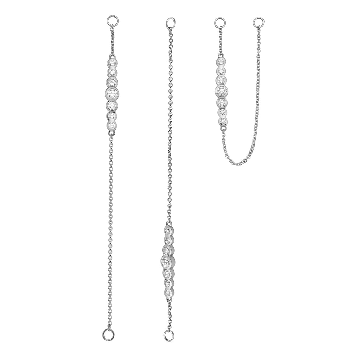 14K White Gold Bezel Drop Dangle Earrings, 0.7ct