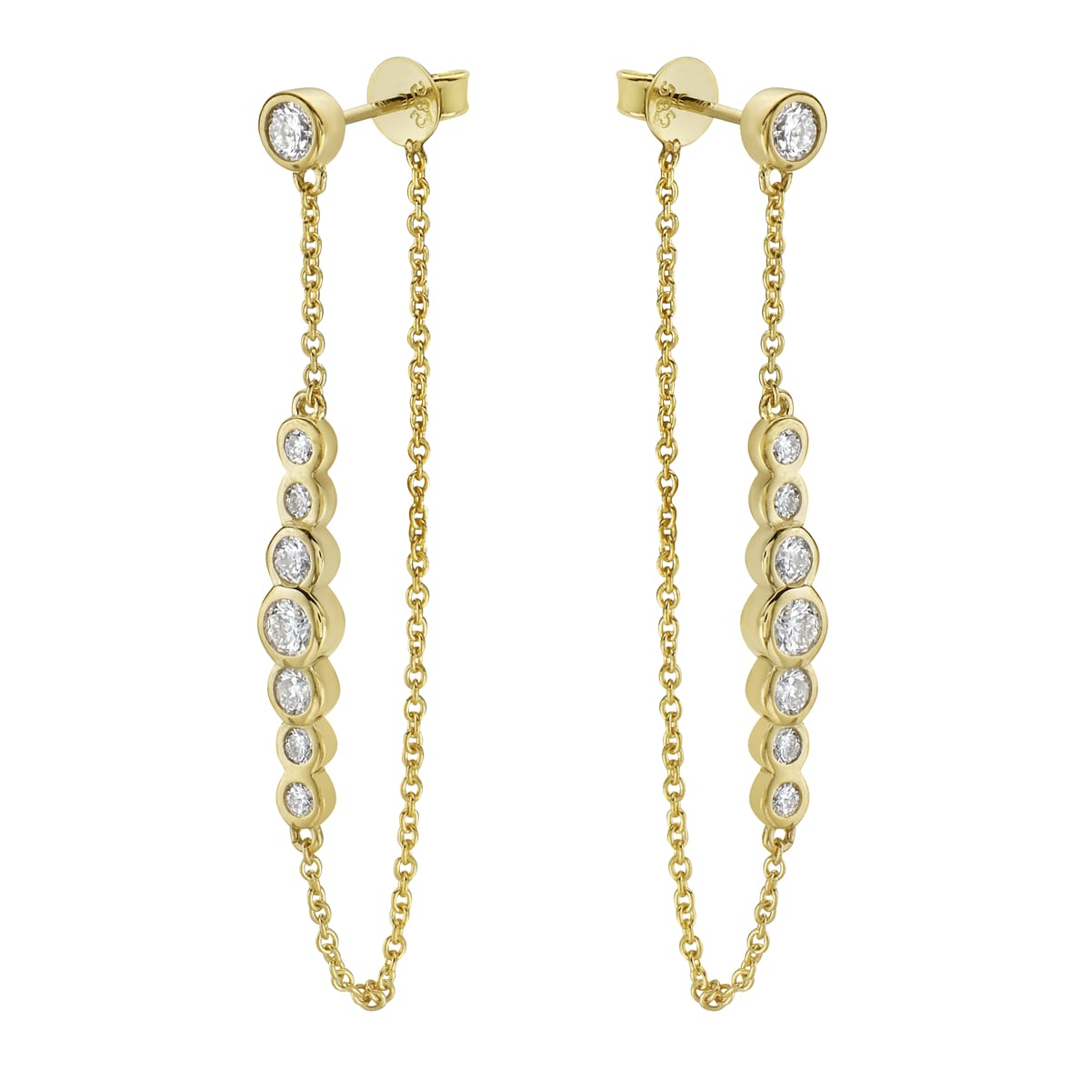 14K Yellow Gold Bezel Drop Dangle Earrings, 0.9ct
